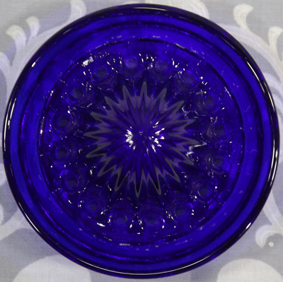 Cobalt blue one cup glass 2 piece juicer