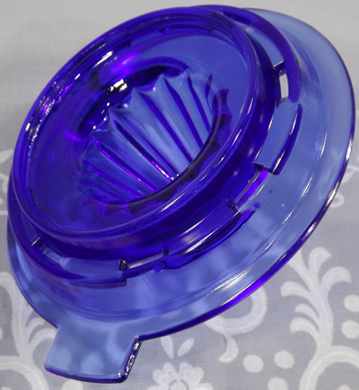 Bottom of reamer for Hazel Atlas cobalt blue glass jug and juicer