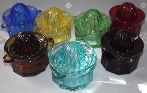 A few of the colours that the Edna Barnes 2 piece glass juicer.