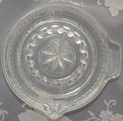 Top view of a Diamond pattern clear glass juicer