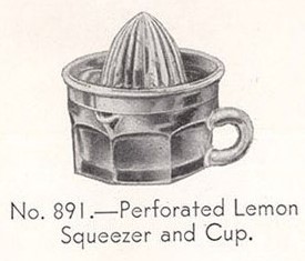 The catalogue listing of a 2 piece Crown Crystal (Australia) clear glass juicer