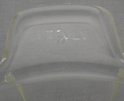 Italian clear glass juicer embossed mark