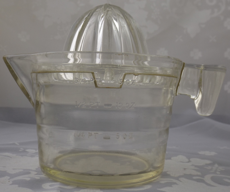 Crown Crystal (Australia) measuring jug clear glass juicer jug showing ounce measurements