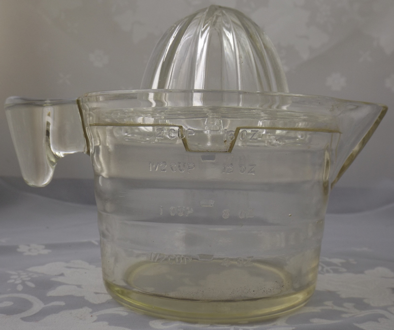 Crown Crystal (Australia) measuring jug clear glass juicer jug showing cup measurements