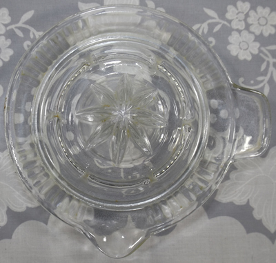 Top view of a Federal Glass Company clear glass juicer