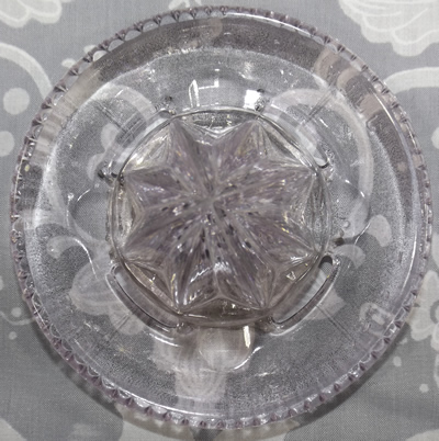Top view of a Indiana Glass Co. Easley's patent clear glass reamer
