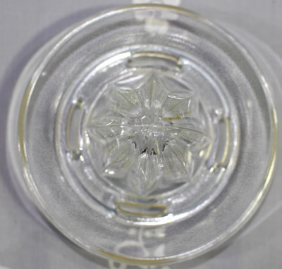 Fenton 2 piece clear glass with white ducks juicer top view