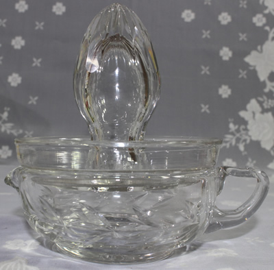 Side view of a hand made 2 piece crystal juicer 