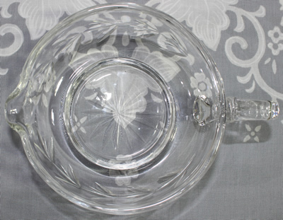 Top view of the jug for a hand made 2 piece crystal juicer 