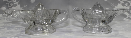 Two types of the small Alladin's lamp clear glass juicer