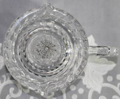 Top view of a lead crystal spiral bowl juice