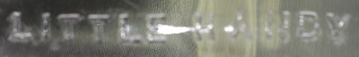 "LITTLE HANDY" on Silver & Co Glass juicer reamer