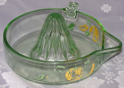 Back of a painted Tufglas glass juicer