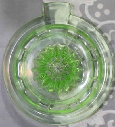 Hazel Atlas Glass Co. green A&J jug embossed base