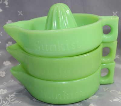 3 different jadeite SUNKIST juicers