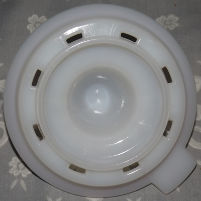 Hazel Atlas White Milk Glass, Red band juicer under top