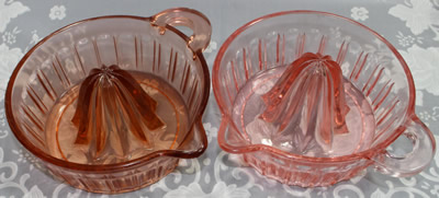 Two different pink colours for Fry heat resisting glass juicer