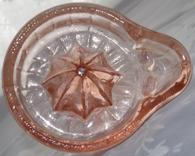 Pink glass DUBOE like reamer top view