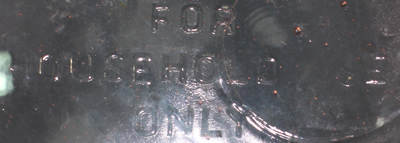 "FOR HOUSEHOLD USE ONLY" on base of pink US Glass Company 2 piece jug