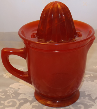 Red slag glass juicer back