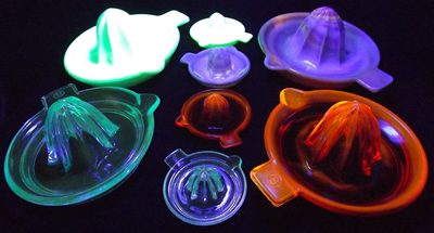 Colour variants of the Edna Barnes reproductions under UV light