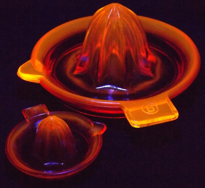 Red glow Edna Barnes 2 sizes under UV light