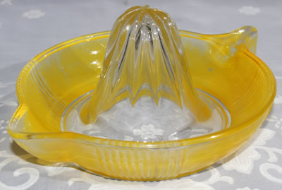 Another Crown Crystal Australia fired on yellow tear drop handle juicer