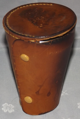 The leather case for a German cocktail shaker 7 piece set with juicer