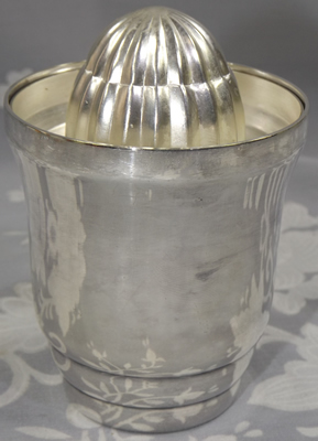 Open small hallmarked silver plate cocktail shaker juicer