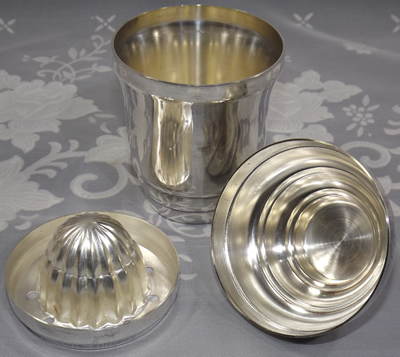 3 parts of Small hallmarked silver plate cocktail shaker juicer
