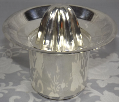 Silver plate juicer on cup from French boxed baby set 