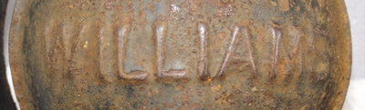 Embossed name on the Williams cast iron juicer