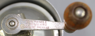 Instructions on KNAPP's ORANGE JUICER aluminium juicer with crank handle