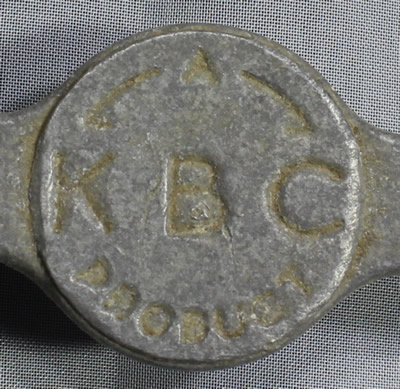The impressed mark on a A KBC lever aluminium juicer