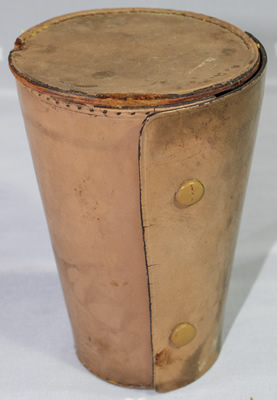 Leather case for a DRGM GERMANY stainless steel cocktail shaker with juicer