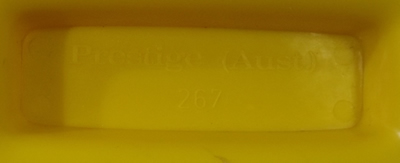 Prestige yellow plastic 2 cone juicer embossed mark