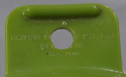 Olive green British Plastics juicer with hole in handle