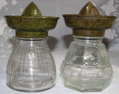 Two different jars for a mottled Bakelite Jubilee juicer