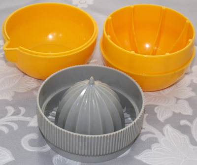 Yellow & grey 3 piece plastic juicer