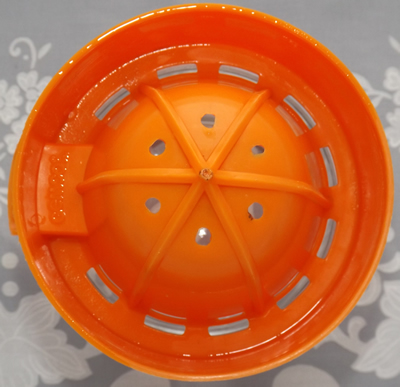 Orange and white Gemco 3 piece juicer top