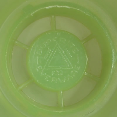 The Duperite Everware mark on a green plastic 2 piece juicer