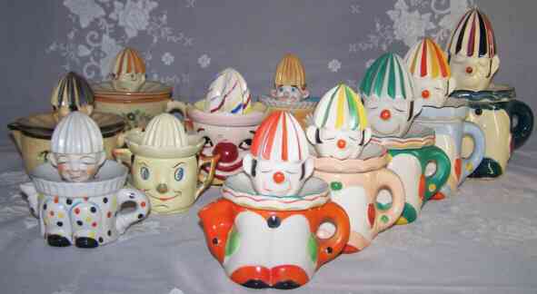 A small parade of clown juicers