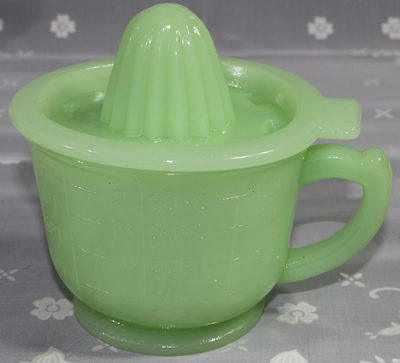 Modern reproduction jadeite glass 2 piece juicer