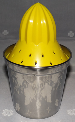 Benzer yellow plastic and stainless steel juicer