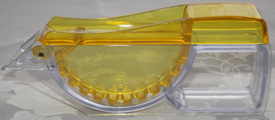 Transparent yellow & clear plastic bird squeezer juicer