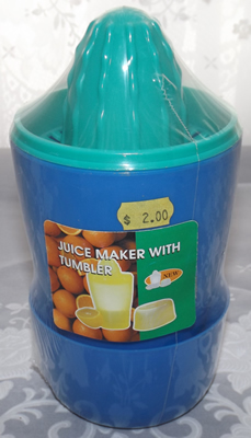Blue and green plastic 3 piece juicer with tumbler