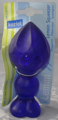 Transparent blue Koziol plastic juicer