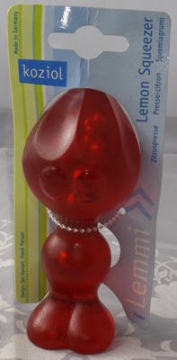 Transparent red Koziol plastic juicer