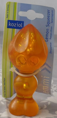 Transparent orange Koziol plastic juicer