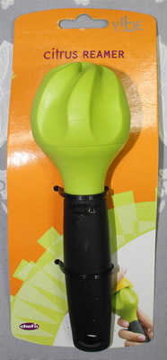 Green and black plastic citrus reamer